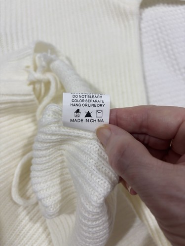 Princess Polly Knitted Dress Womens Size M /L Off White Bodycon drawstring Mini - Picture 11 of 16
