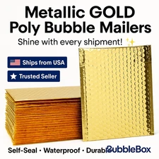 ANY SIZE Metallic  GOLD  Poly Bubble Mailers Envelopes shipping bags