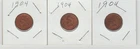 3 - 1904 Indian Head Pennies