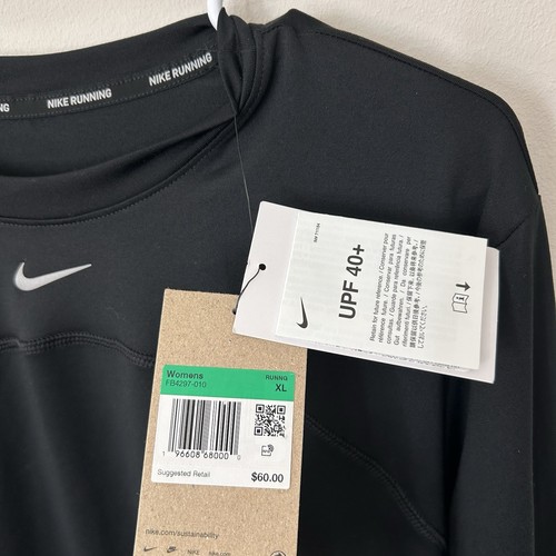 Womens Nike Dri-Fit Swift Element UV Crew Neck Shirt Size XL Running Black - Picture 3 of 7
