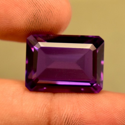 Natural Purple Color Amethyst Gemstone Emerald Cut 18.70 Ct Certified Gemstone - Picture 2 of 5