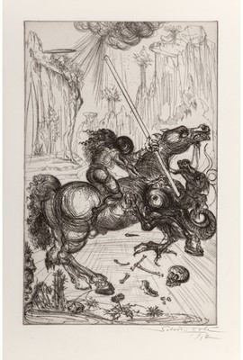 Salvador Dalí (1904-1989). St. Georg und der Drache, 1947. A1-A4 Poster Art Pai