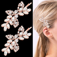 2 Pieces Rhinestone Bridal Hair Pins Leaf Bridal Wedding Hair Pins Crystal Hair