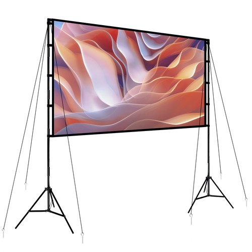 120" Projector Screen with Stand 4K HD 16:9 Home Cinema Portable Movie Screen - Picture 4 of 31