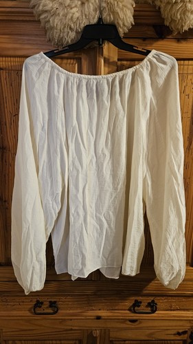 Womens HM Size XL White Flowy Long Sleeve Peasant Top - Picture 2 of 5