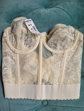 Vintage Ivory Lace Corset Push-Up Bustier Bra Unworn w Tags Goddess 36 B