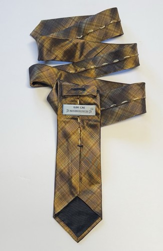 Massimo Bizzocchi Men’s Necktie 100% Silk Plaid Brown Neutral Made in Italy EUC - Picture 11 of 11
