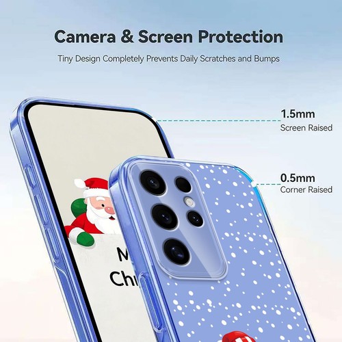 Luxury Christmas Clear Santa Tree Snowman Cover Case For S25 FE S24 S23 Ultra - Picture 18 of 33