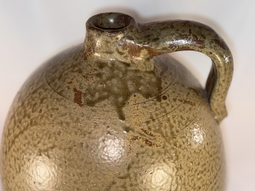 Primitive Large 3 Gal. Southern Pottery Glazed Stoneware Jug w Handle 13LBS, 16" - Picture 11 of 15