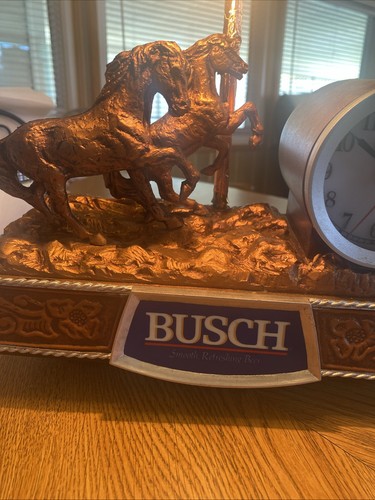 Vintage Lighted BUSCH BEER Advertising Clock / Desk LampRegister Topper Works - Picture 3 of 5