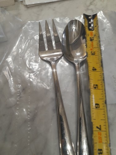 Tenedor y cuchara para servir ensaladas Lenox pesados buen estado usado - Imagen 3 de 6
