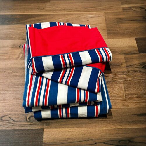 VINTAGE Pacific Double 2 Flat Sheet 2 Pillowcases Set Stripe 70s Retro Red White - Picture 2 of 23
