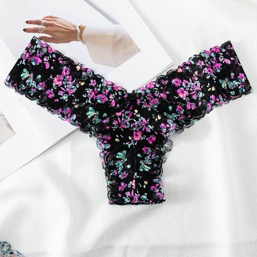 Women's Lace Floral Thong Panties Laides Sexy G-string Lingerie Briefs Underwear - Picture 17 of 18