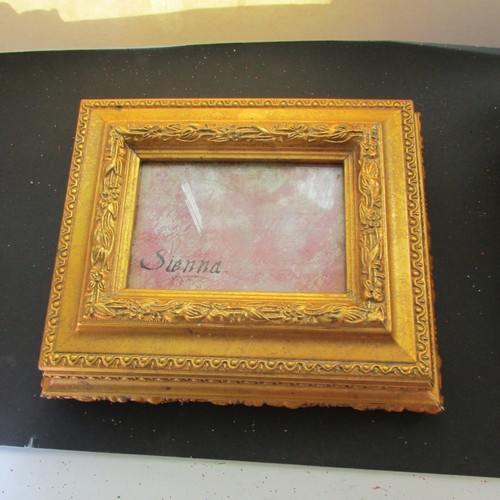 Golden wooden Storage Box with Picture Frame Sienna Black velvet inside - Picture 2 of 9