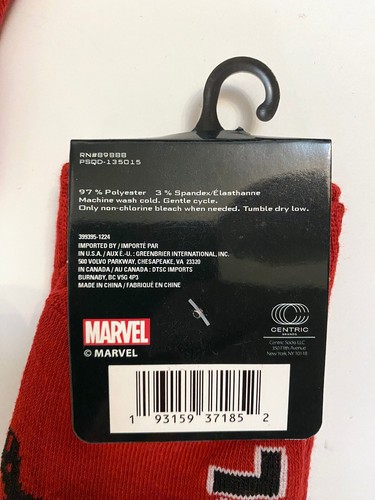 6-Pairs Men’s Crew Socks Deadpool Red With Black Size 6-12 NWT - Picture 4 of 6