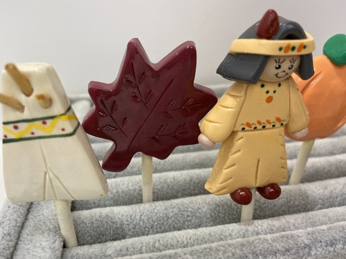 6 Thanksgiving Native American Lollipop Stick Cabochon Art Craft Party Decor - Picture 6 of 8