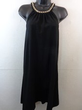 Calvin Klein Dress Women's 10 Black Sleeveless Halter Gold Chain Neck