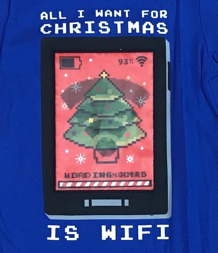 George Long Sleeve T-Shirt Boys 5-6 Years Royal Blue Lenticular Wifi Christmas - Picture 4 of 12