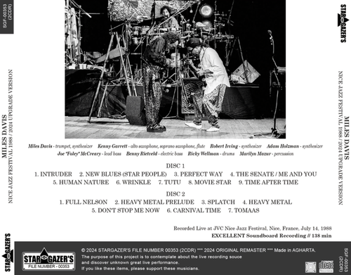 MILES DAVIS NICE JAZZ FESTIVAL 1988 - SECOND DAY 2024 UPGRADE VERSION (2CD) New - Imagen 6 de 12