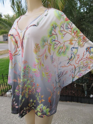 Lily by Firmiana 2X Damen Boho Abstrakt Print Top Bluse Fließend Tunika Multi - Bild 9 von 15