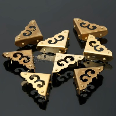 4pc Decorative Antique Brass Furniture Jewelry Box Corners Cover