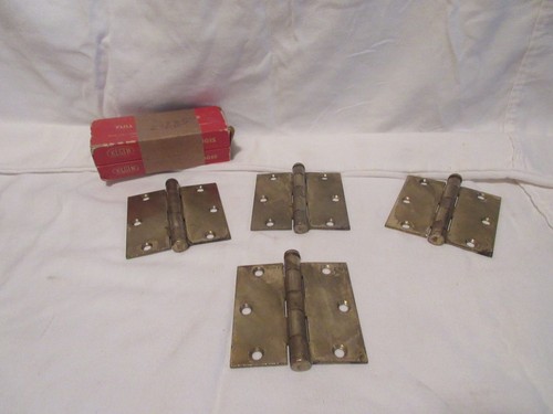 Lot of 2 Boxes With 2 NOS Brass Full Mortise 3.5" X3.5" Door Hinges In Each Box - Picture 2 of 8