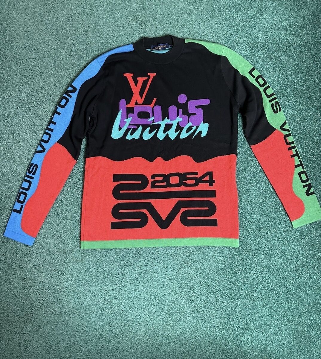 LOUIS VUITTON 22SS 2054 MULTI Logo Knit Sweater VIRGIL Rare LOUIS VUITTON 22SS 2054 MULTI Logo Knit Sweater VIRGIL Rare