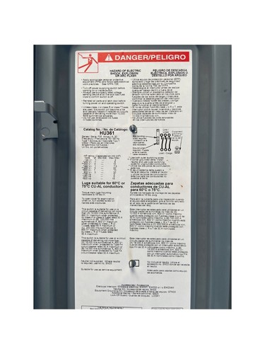 Square D HU361 HEAVY DUTY SAFETY SWITCH 30A 600VAC 600 VDC - Bild 4 von 6
