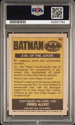 1989 Topps Batman Evil of the Joker Jack Nicholson RC #49 PSA 10 Gem Mint POP 3 - Picture 2 of 2