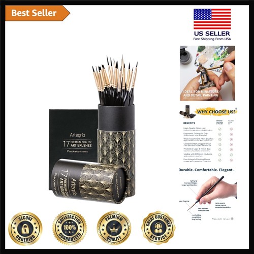 Detail Paint Brush Set - 17 Miniature Paint Brushes with Fine Tips and Ergono...
