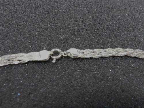 COLLAR ITALIA PLATA ESTERLINA 925 BRILLANTE PLANO TRENZADO TALLA-16" Peso-10gr - Imagen 3 de 6
