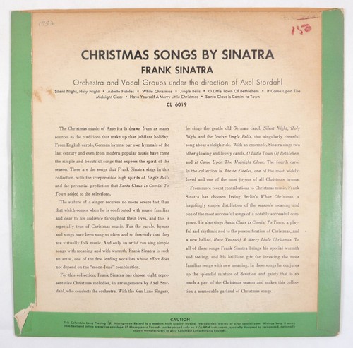 Christmas Songs by Sinatra w/Axel Stordahl Columbia CL 6019 10" LP ~1950 VG+/VG - Picture 5 of 5