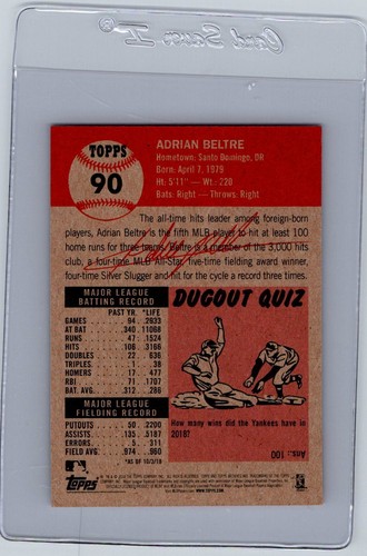 2018 Topps Living #90 Adrian Beltre NM - Picture 2 of 2