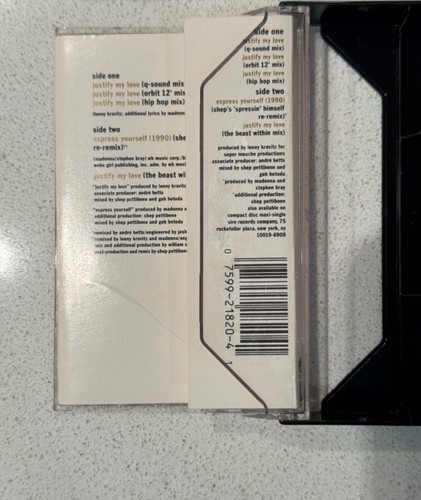 Madonna Justify My Love US Cassette Tape Singles 2 track and Maxi RARE - Picture 9 of 9