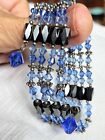 Hematite Magnetic Blue Multi-wear Necklace, Bracelet, Lariat, 31"x.25", Silvertn