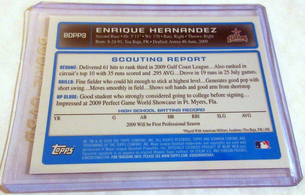 ENRIQUE KIKE HERNANDEZ 2009 Bowman CHROME 1st Rookie Card RC