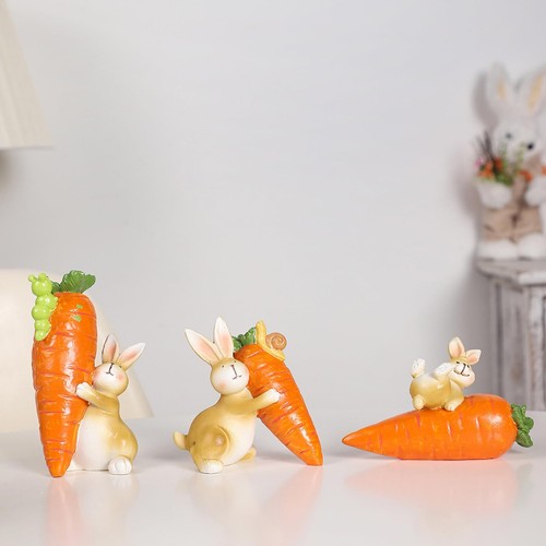 3PCS Easter Resin Bunny Decoration Resin Rabbit Statue Table Home Decoration ... - Picture 6 of 6