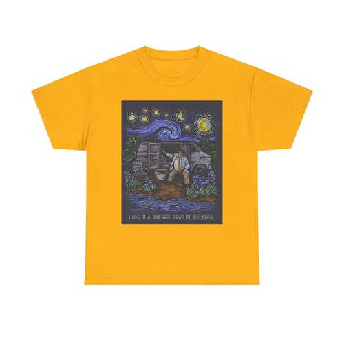 Camiseta unisex de algodón pesado I Live In A Van Gogh Down By The River  - Imagen 10 de 45