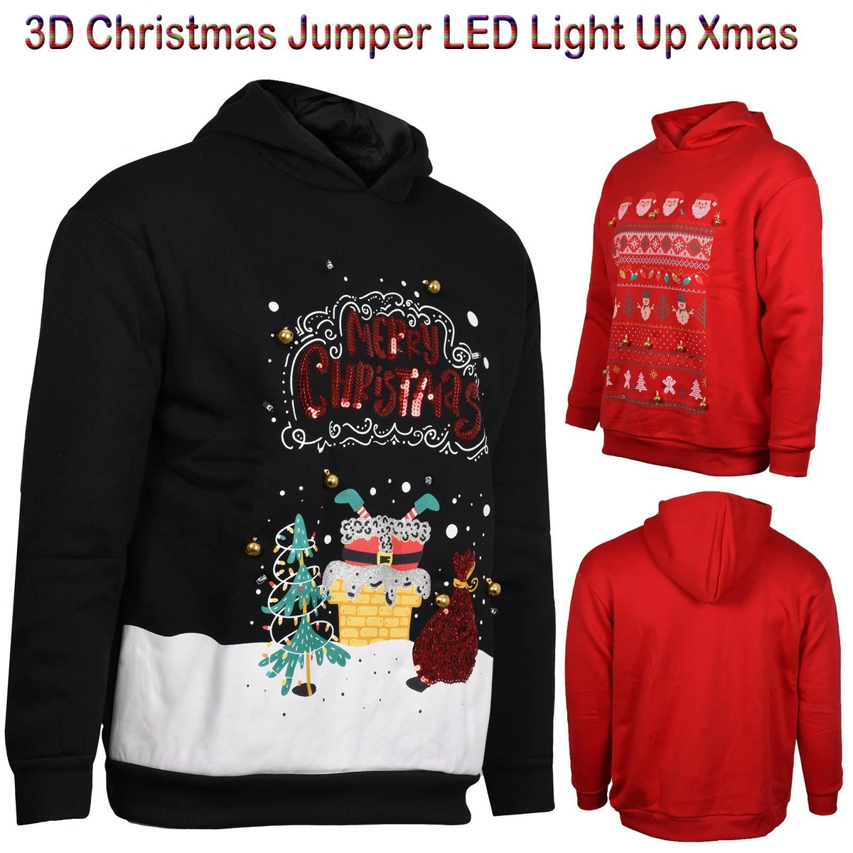 Mens christmas jumper with led clearance lights