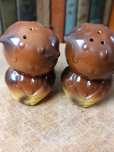 OWLS Salt & Pepper Shaker S&P VINTAGE Porcelain Ceramic Kitch Cottage Retro - Picture 12 of 12
