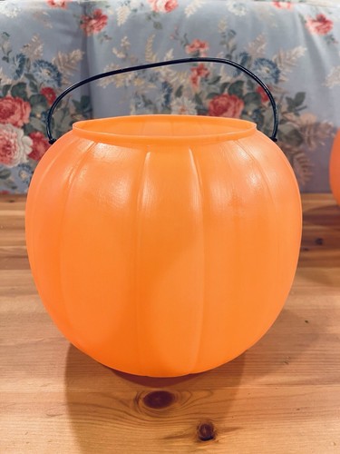 Vintage Halloween Pumpkin Pail Trick or Treat Bucket Jack-o-lantern 8" Orange - Bild 4 von 4