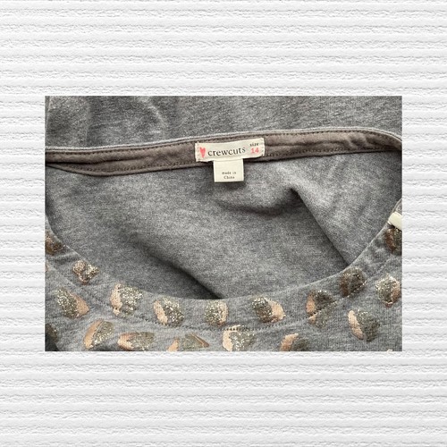 Crewcuts J Crew Girls Golden Acorn Top Gray Glittered Gold 3/4 Sleeve Size 14 - Picture 11 of 11