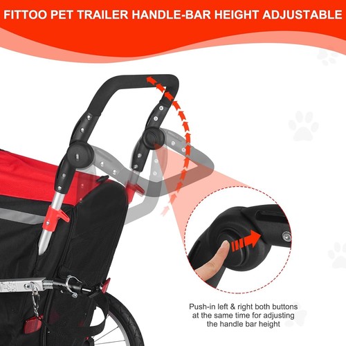 FITTOO Dog Bike Trailer 2-in-1 Foldable Tow Behind Bike Pet Pram Trailer Medium - Picture 3 of 32