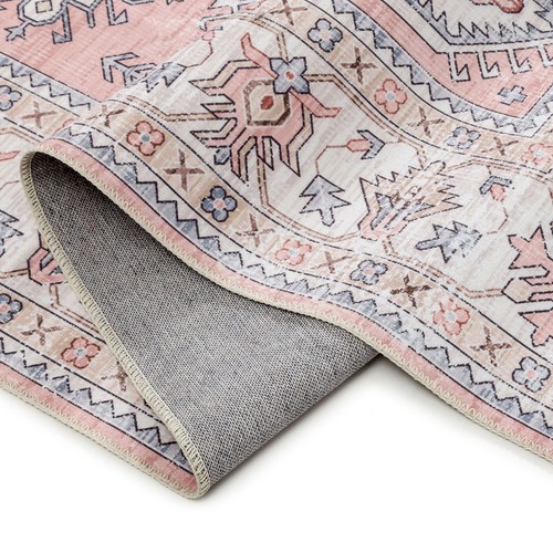 Grey Hall Runner/ Brown Boho Rug/ Anti Slip Carpet / Soft Pink Rugs 80x300cm - Picture 7 of 16