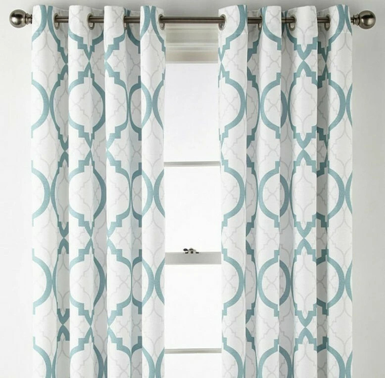 NEW 1 JCPenney JCP Quinn Geo Stone Blue Grommet Curtain Panel 50 x 84