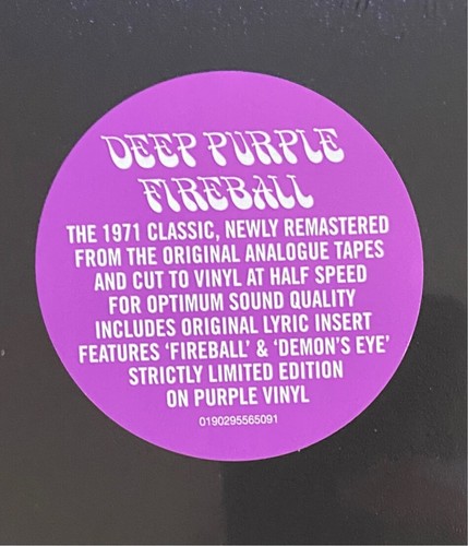 Deep Purple - Fireball Half Speed Purple / Lila Vinyl LP Strictly Limited NEU - Bild 3 von 5