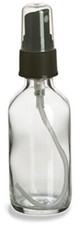 CLEAR GLASS Bottles 2 oz 60 ml with BLACK Fine Mist Sprayers 3-6-12-24 count 
