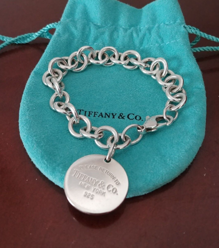 Tiffany & Co. Return To Tiffany Round Disc Charm Pendant Link Chain Bracelet 7.5 - Picture 4 of 17