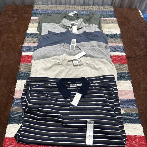 Vintage Mixed Lot (6) Basic Editions SS/LS Large (5) Small (1) 90s Mens NWT - Picture 2 of 24