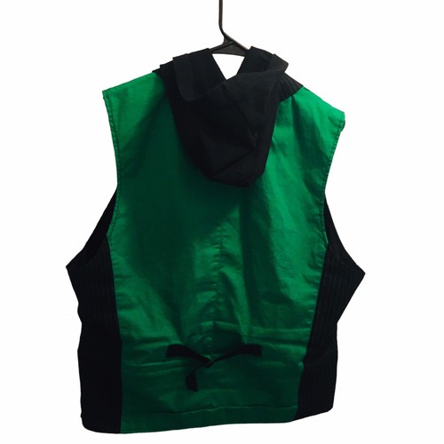 VTG Tripp NYC Hooded Pinstripe Punk Goth Joker Vest Blk Grn Whimsigoth Men XL - Picture 10 of 14